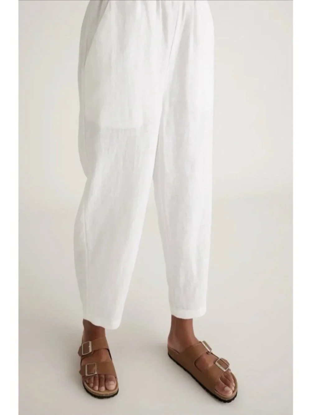 Quince Women’s 100% European Linen Pull On Crop Pants White Size S - Picture 5 of 16